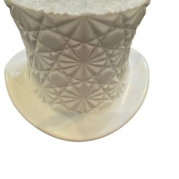 Vintage Milk Glass Top Hat Planter Set - Pressed Starburst Pattern - Decorative - Picture 2 of 11